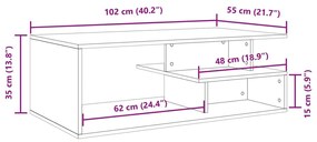 barna tölgyszínű szerelt fa dohányzóasztal 102x55x35 cm