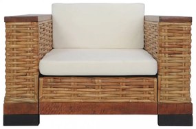 vidaXL 2 részes barna természetes rattan kanapészett párnákkal