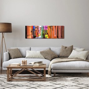 Kép - Színes ház Buranóban, Velencében (órával) (90x30 cm)