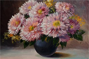 Kép - olajfestmény, virágok a vázában (90x60 cm)