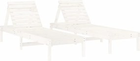 vidaXL 2 db fehér tömör fenyő napozóágy 199,5x60x74 cm