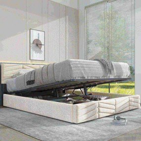 Kárpitozott ágy 140x200cm franciaágy Holland bársony bézs