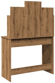 kézműves tölgy színű fésülködőasztal LED-del 96x40x142 cm