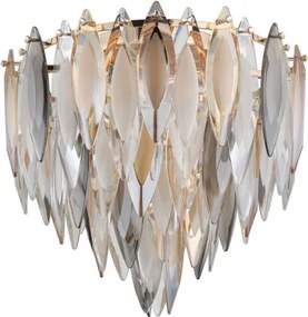 Globo 64136D Mennyezeti lámpa, arany színű fém, füstszínű, pezsgőszínű és átlátszó K9 kristályokkal, ø: 420 mm, M: 370 mm, 5xE14 40W 230V izzók nélkül