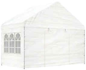 fehér polietilén pavilon tetővel 15,61 x 4,08 x 3,22 m