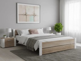 Ikaros Double ágy 180 x 200 cm, fehér/sonoma tölgy Váz: levéltartóval