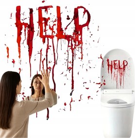 Halloween matrica Help Vér Ajtó Tükör Vízálló 40x60 cm Nagy
