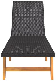 Fekete-barna polyrattan és tömör akácfa napágy