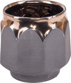 Modern kerámia kaspóvédő szürke-arany kerek Lava 11,5 cm