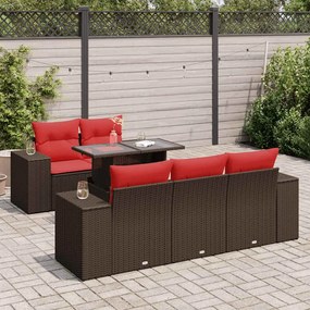 vidaXL 6 részes barna polyrattan akácfa kerti ülőgarnitúra párnával
