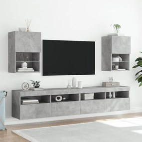 2 db betonszürke TV-szekrény LED-világítással 40,5 x 30 x 60 cm