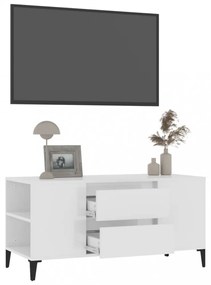 fehér magasfényű szerelt fa TV-szekrény 102x44,5x50 cm
