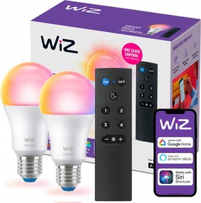 2x Led izzó E27 A60 8,5W 60W 2200-6500K Rgb Smart WiFi WiZ Távirányító