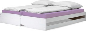 Ágy kihúzható pótágyakkal, fehér, tömörfa, 90x200, FLOPY