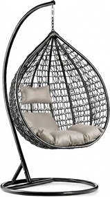 Fekete függőszék KOKON állvánnyal, világos párna