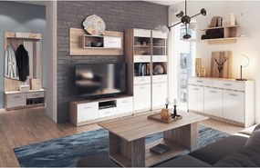 Vitrines szekrény 1D1W1S, fehér/tölgy sonoma, TEYO