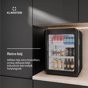 Klarstein Audrey Evo italhűtő, Rretro kivitel, üvegajtó, 68 L, EEK C