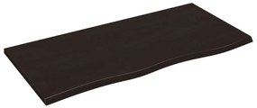 sötétbarna kezelt tömör tölgyfa fali polc 100x50x2 cm