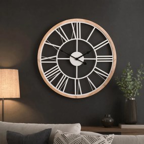 Falióra 50 cm átmérő fém fa kerettel fehér római számokkal