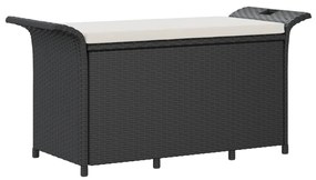 vidaXL fekete polyrattan kerti pad párnával 116 x 46 x 57 cm