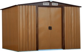 Pléh kerti szerszámos ház, világosbarna/sötétbarna, 2,6x2m, HAMAL TYP 2