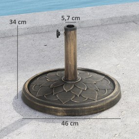 Outsunny Kerek Napernyő Talapzat 12 kg, Kültéri Gyanta Napernyő Állvány, 32, 38 és 48 mm-es rúdhoz, napernyő talapzat kerthez, teraszhoz, Ø 46 x 34 cm