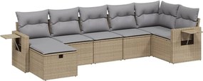vidaXL 7 részes vegyes bézs polyrattan kerti ülőgarnitúra párnákkal