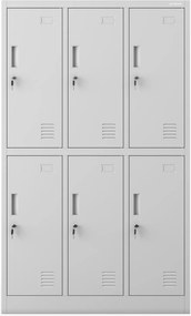 IGOREK iskolai BHP öltözőszekrény, 6 ajtós, 900 x 1500 x 450 mm, szürke