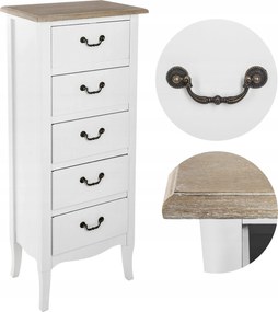 Klasszikus fehér komód 5 fiókkal a hálószoba nappalijába Tárolás