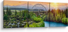 Kép - Erdei hegyvidéki táj (órával) (90x30 cm)