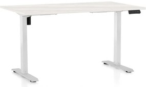 OfficeTech B állítható magasságú asztal, 140 x 80 cm, fehér alap, fehér kőris