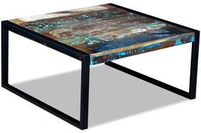 Tömör újrahasznosított fa dohányzóasztal 80 x 80 x 40 cm