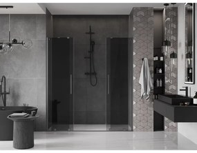 Mexen Velar Duo, tolózuhanyajtó nyitáshoz 180 cm, 8 mm szürke üveg, polírozott grafit, 871-180-000-42-66