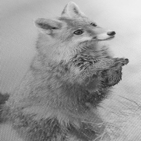 Kép - Ugró róka, fekete-fehér (120x50 cm)