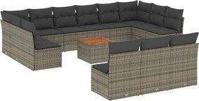 vidaXL 14 részes szürke polyrattan kerti ülőgarnitúra párnákkal