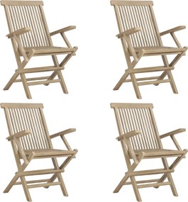 vidaXL 4 db szürke összecsukható tömör tíkfa kerti szék 56x61x89 cm