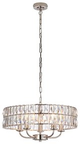 Endon 104467 - Csillár láncon CLIFTON 5xE14/6W/230V fényezett króm/átlátszó