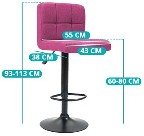 Szövet borítású bárszék 2 db, több színben-pink