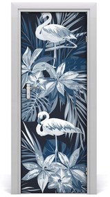 Ajtómatrica Virág és flamingók 75x205 cm