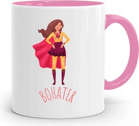 Rózsaszín Bögre Gyerekeknek Lányoknak Szuper Hős +név nyomott mintával