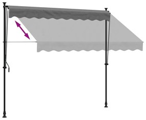 antracit szövet és acél feltekerhető napellenző 250 x 150 cm