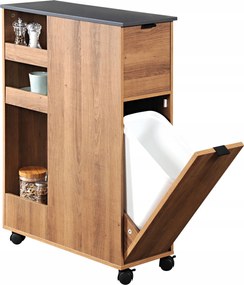 Konyhai Kocsi Szemetes Polc Gurulós Mdf Barna 60X86X25 CM