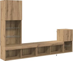 vidaXL TV Fali Egységek LED -es lámpákkal Artisan tölgy Faanyag