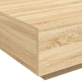sonoma tölgy színű dohányzóasztal LED-lámpákkal 80 x 80 x 31 cm