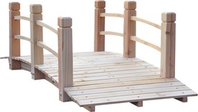 Outsunny Kerti Híd Fából készült Híd Tóhíd Dekoratív Híd Korláttal 180 kg-ig Fenyőfából Természetes 152,5 x 67 x 48 cm | Aosom