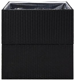 Fekete polyrattan kerti ültetőláda 80x80x80 cm