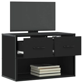 fekete szerelt fa és fém TV-szekrény 60 x 31 x 39,5 cm