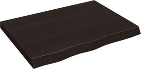vidaXL sötétbarna kezelt tömör fa fürdőszobai pult 80x60x(2-6) cm