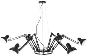 Ipari függőlámpa fekete 6 lámpás állítható - Hobby Spinne
