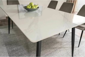 Étkezőasztal RION 130x70 cm kerámia lappal, fehér márvány